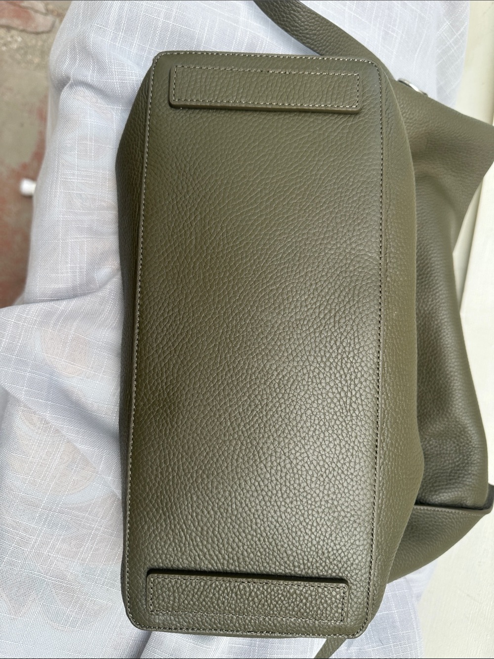 All Saints Textured Olive Green Pebbled Leather Shoulder Bag - Picture 7 of 10
